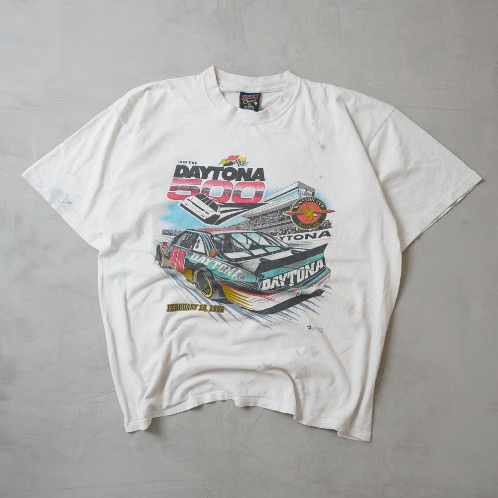 Vintage 1996 NASCAR Daytona 500 T-Shirt Mens White Semi Thrashed 90s L